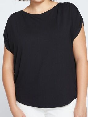 Universal Standard Helena Divine Jersey Gathered Tee - black sz 26 28